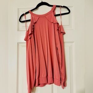 Express cold shoulder pink ruffle sweatshirt size XS